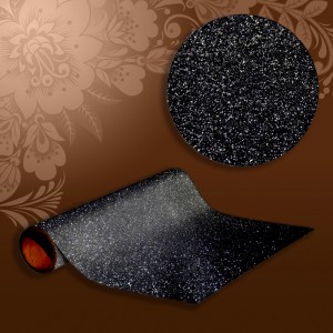 Термотрансферная пленка 3D (объемная)  Glitter Black с блестками (50см* 1м)